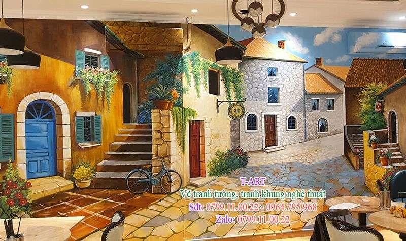 Dịch vụ vẽ tranh tường, vẽ tranh tường phong cảnh, vẽ tranh tường châu Âu, vẽ tranh tường cafe, vẽ tranh tường quán ăn, vẽ tranh tường đẹp