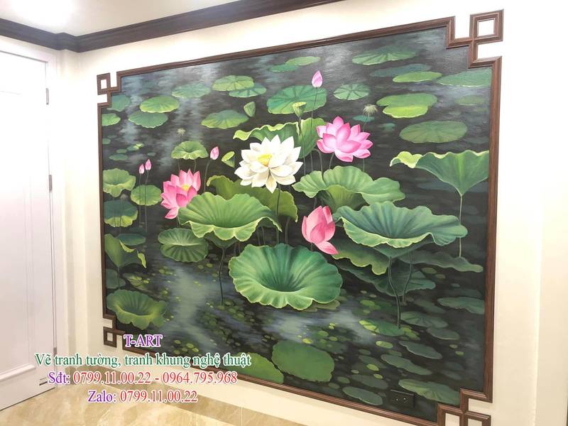 Dịch vụ vẽ tranh tường, vẽ tranh tường phòng ngủ, vẽ tranh tường nhẹ nhàng, vẽ tranh tường hoa lá