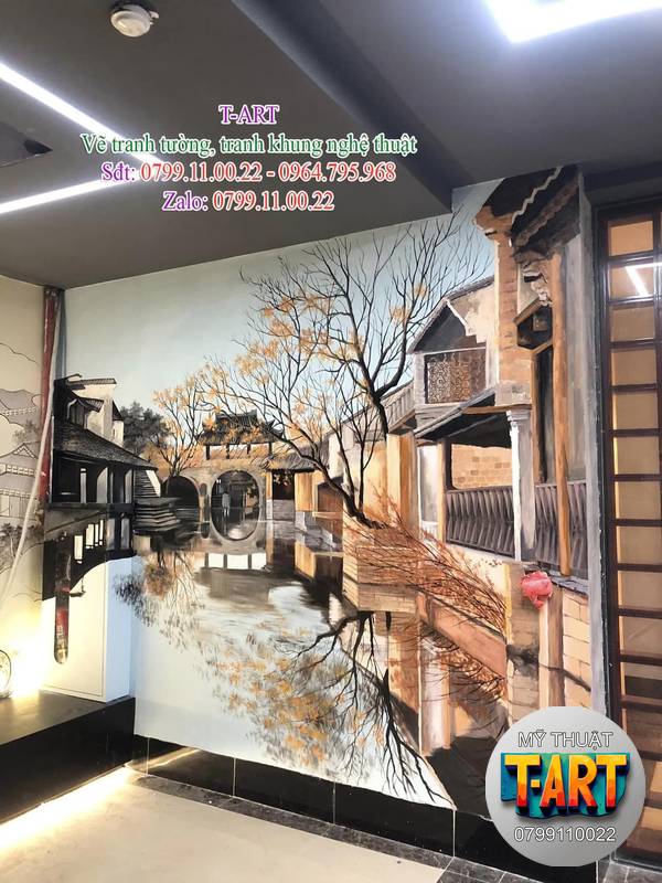 vẽ tranh tường phong cảnh, tranh tường thiên nhiên, vẽ cảnh đồng quê trên tường, tranh tường núi rừng biển cả, vẽ phong cảnh tường nhà, tranh phong cảnh nghệ thuật