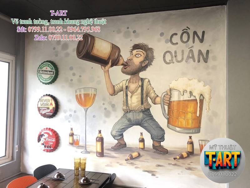 Vẽ Tranh Tường Quán Ăn, Nhà Hàng, Quán Bia Hơi vẽ tranh tường nhà hàng, tranh tường quán ăn đẹp, vẽ tường quán lẩu nướng, vẽ tường quán ăn Hàn Quốc, vẽ 3D quán ăn, tranh quán ăn nghệ thuật