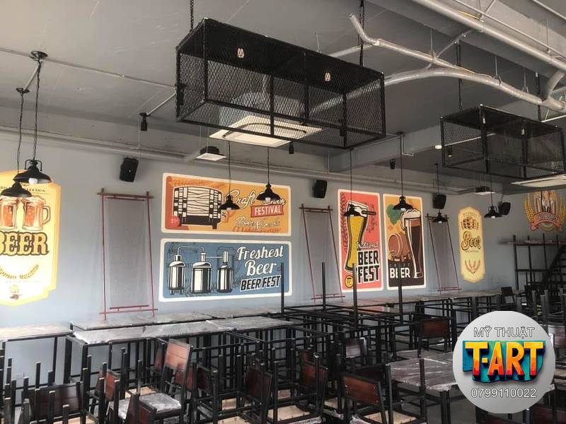 Vẽ Tranh Tường Quán Ăn, Nhà Hàng, Quán Bia Hơi vẽ tranh tường nhà hàng, tranh tường quán ăn đẹp, vẽ tường quán lẩu nướng, vẽ tường quán ăn Hàn Quốc, vẽ 3D quán ăn, tranh quán ăn nghệ thuật