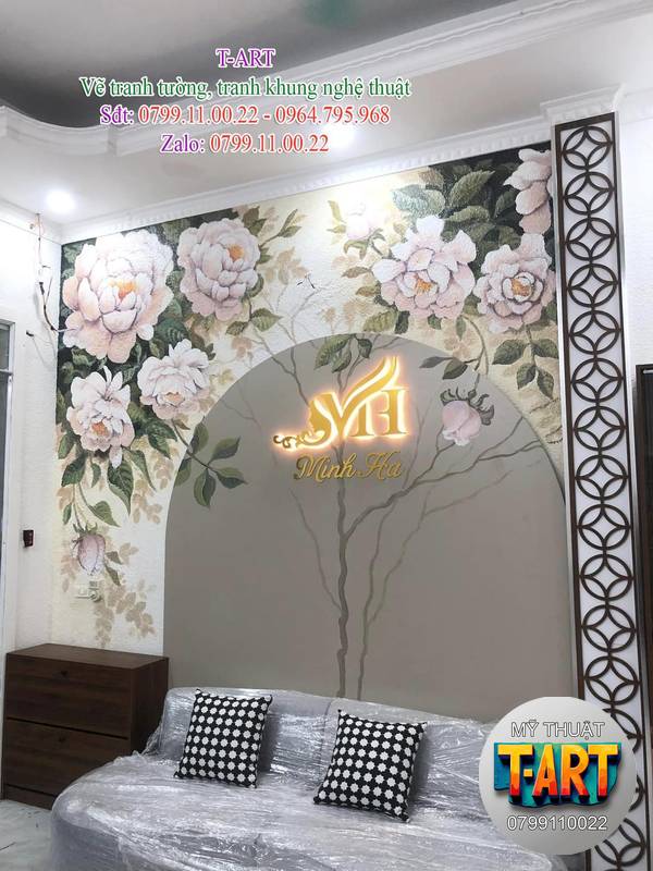 Vẽ Tranh Tường Spa, Thẩm Mỹ Viện vẽ tranh spa, tranh tường thẩm mỹ viện, vẽ hoa lá nhẹ nhàng, trang trí spa nghệ thuật, tranh tường phòng chăm sóc da, vẽ tường phong cách thư giãn
